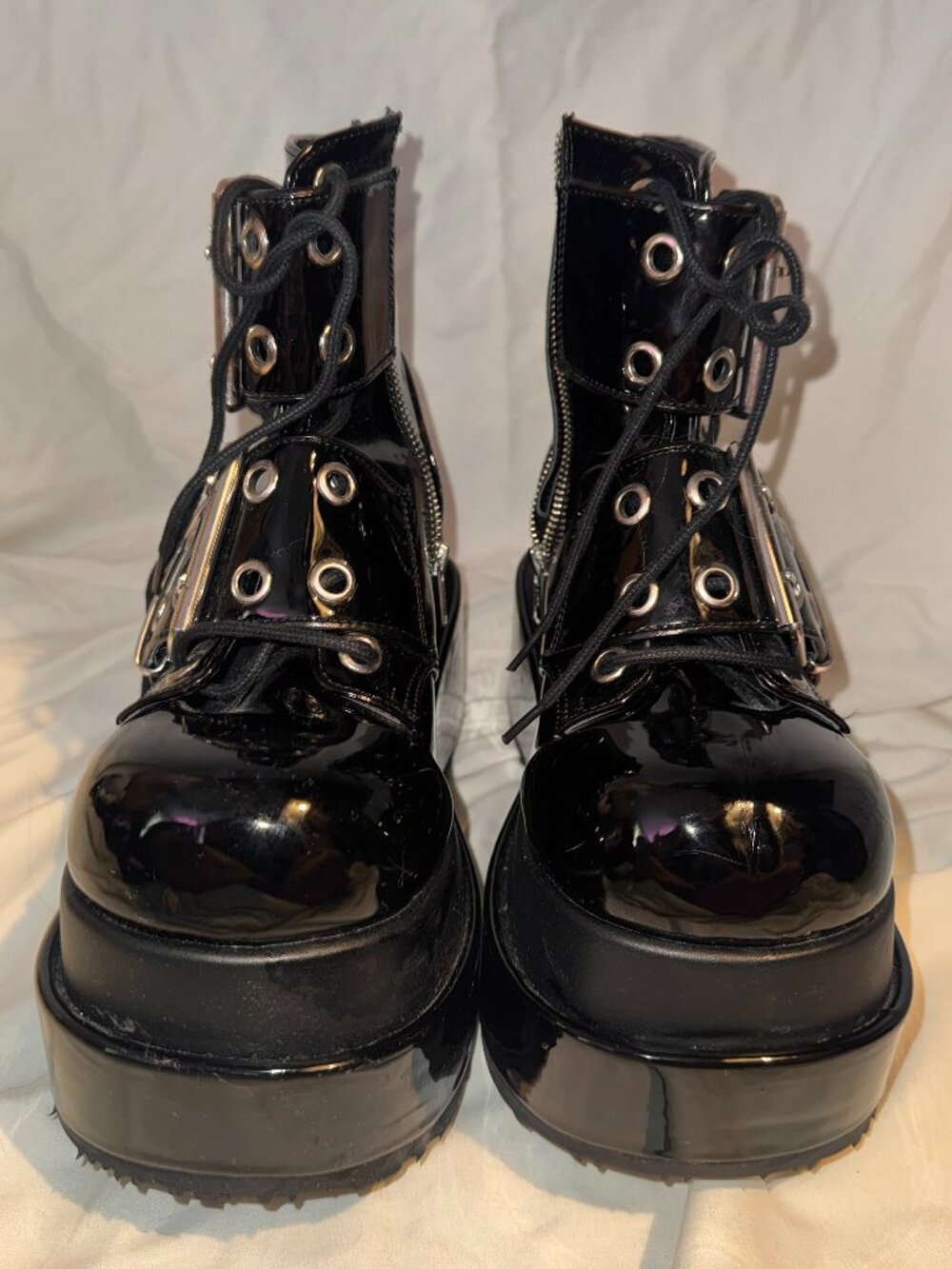 Demonia Bear-104 Blsck Patent-Vegan Leather Size 10